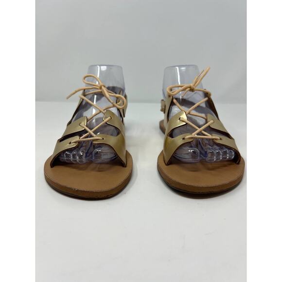 Ana Capri Women's Gladiator Metallic Gold Sandals Flats Size 37 US 6.5 - Picture 3 of 13